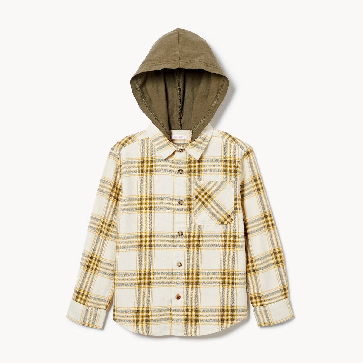 Kid Boys' Flannel Hooded Shirt