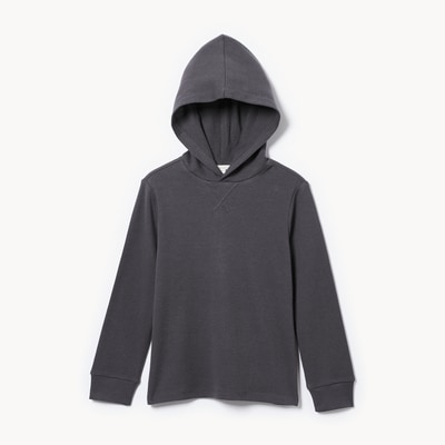 Kid Boys' Waffle Long Sleeve Hoodie - Charcoal