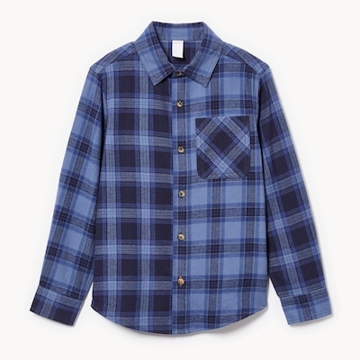 Kid Boys' Colour Block Flannel Button-Up - Dark Navy