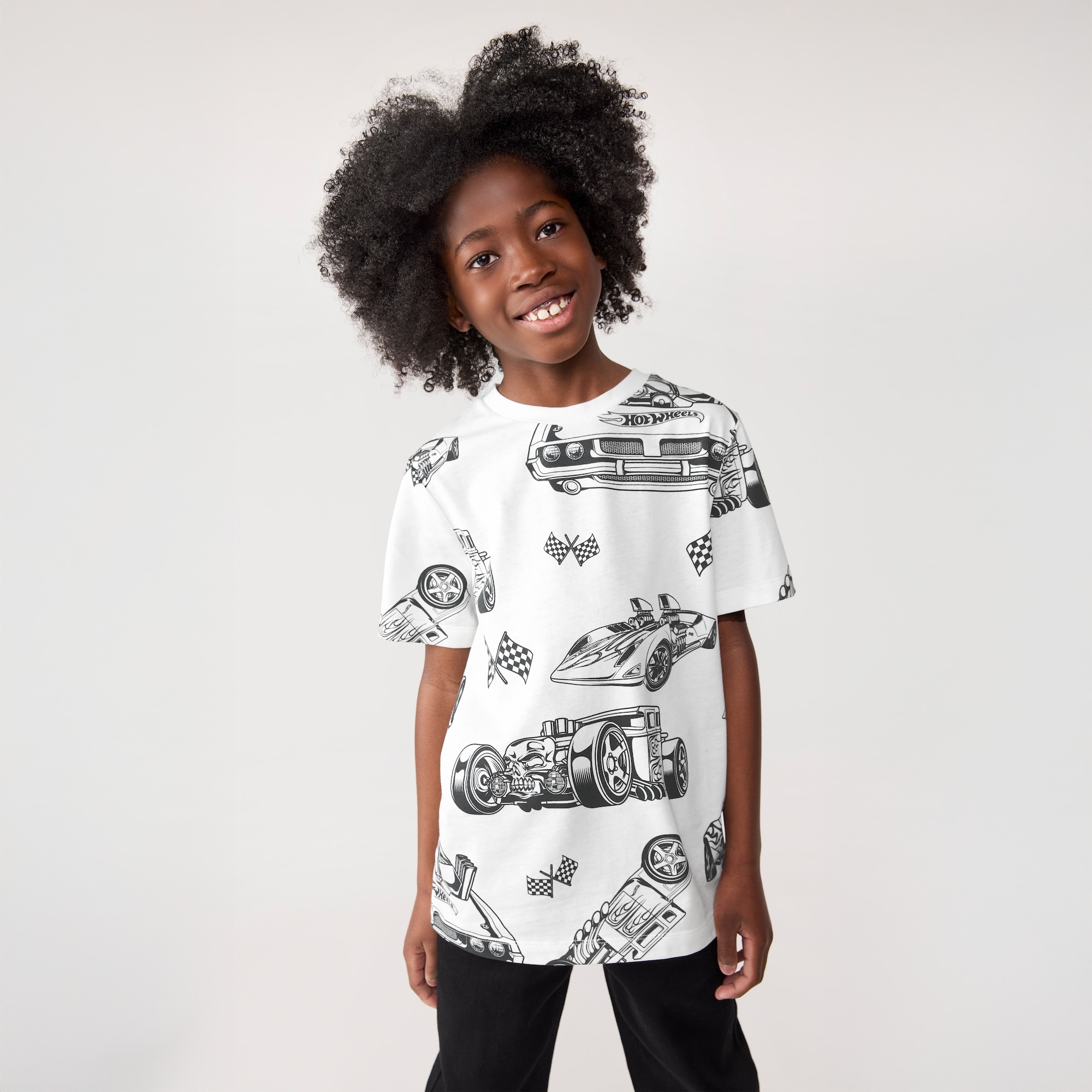 T-shirt imprimé Hot Wheels Speed pour garçons in Blanc Cassé from