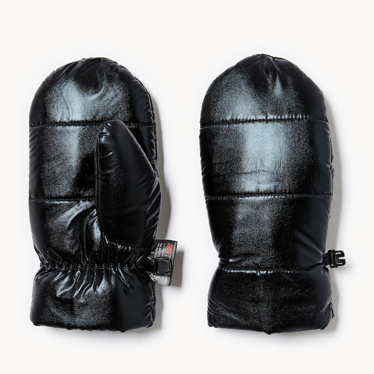 Toddler Boys' Iridescent Puffer Mittens - Black