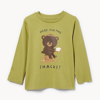 Toddler Graphic Long Sleeve Top - Dark Lime Green