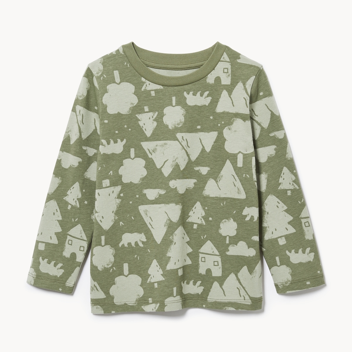 Toddler Printed Long Sleeve Top - Light Olive