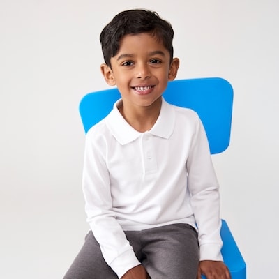 Toddler Uniform Long Sleeve Polo - White