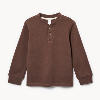 Toddler Boys' Henley Long Sleeve Top - Dark Brown