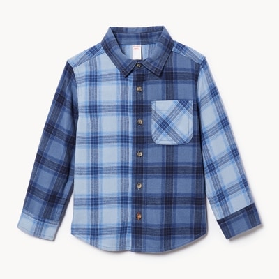 Chemise en flanelle à carreaux pour petits garçons - POUDRE BLEU