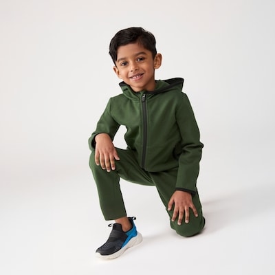 Haut à capuchon sport à glissière, petits garçons - VERT POUSSIEREUX