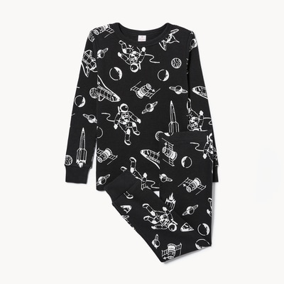 Toddler Boys' 2-Piece Printed Sleep Set - Black
