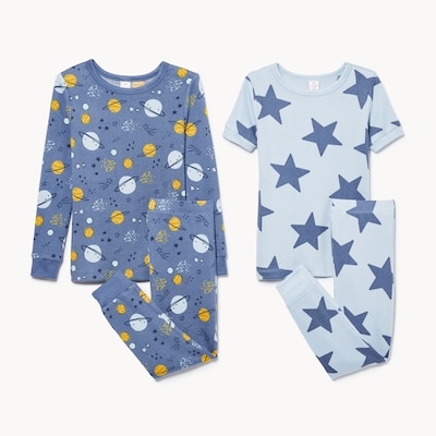 Toddler Boys' 4-Piece Printed Sleep Set - Denim Blue