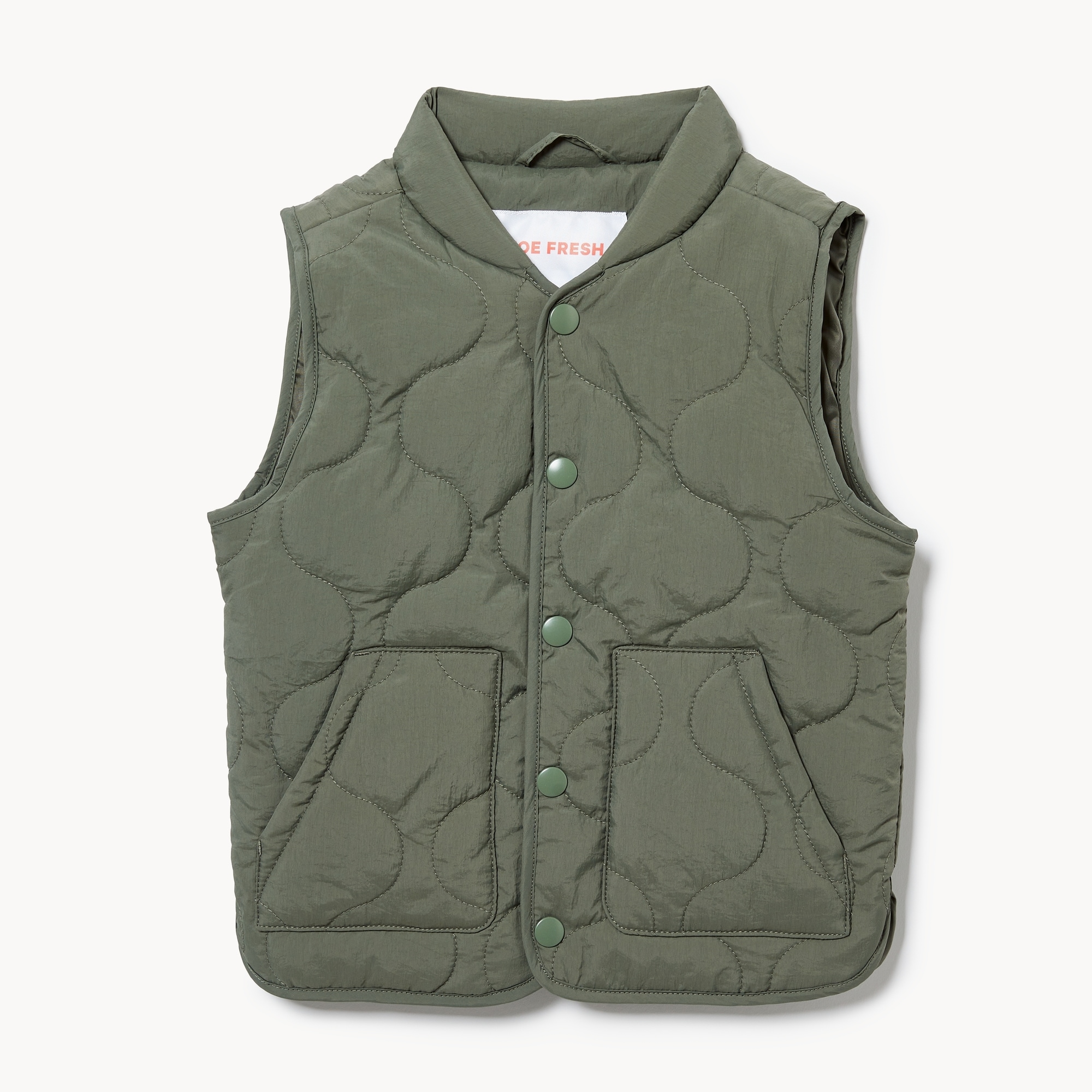 Toddler Boys' Quilted Vest in Khaki Green from Joe Fresh