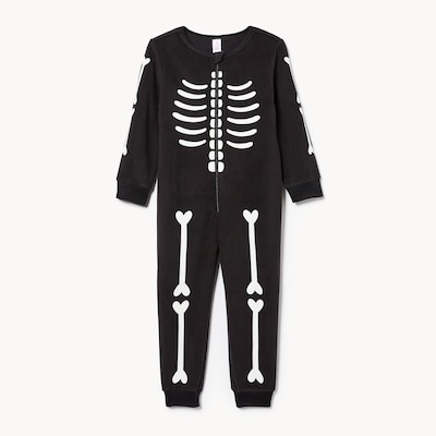 Toddler Boys' Skeleton Microfleece Sleeper - Black