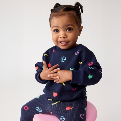 Ensemble imprimé 2 pièces Crayola, bébés filles - Marine foncé