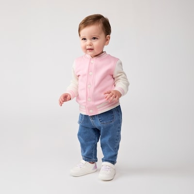 Veste de style universitaire pour bébés filles - Rose Pâle