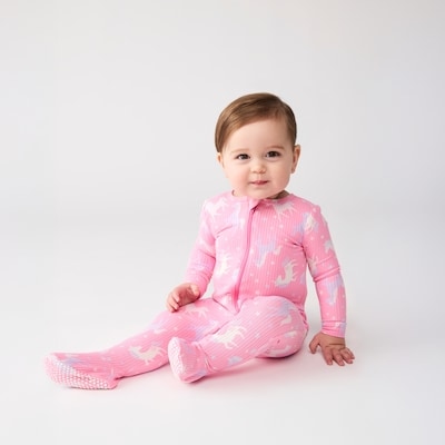 Baby Girls' Footed Double-Zip Sleeper - Dusty Fuchsia
