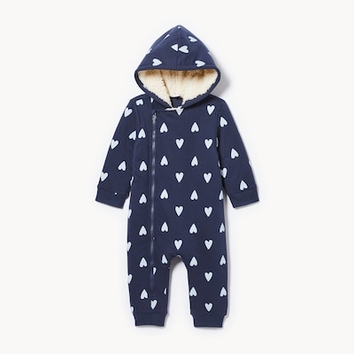 Baby Teddy Fleece Lined Romper - Dark Navy