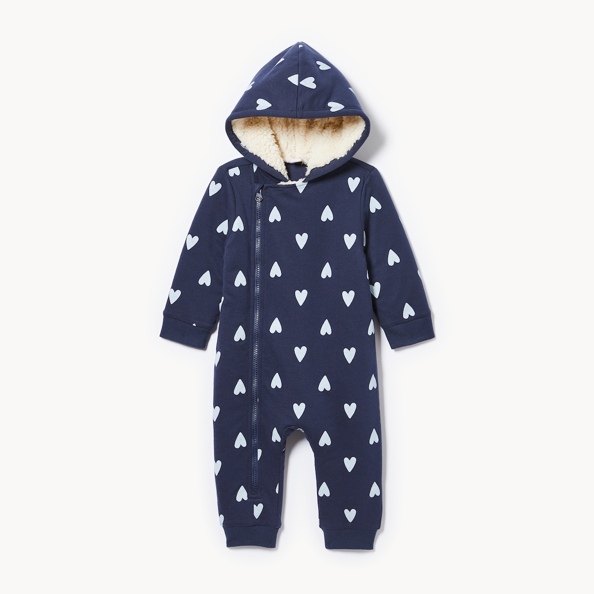 Baby Teddy Fleece Lined Romper - Dark Navy