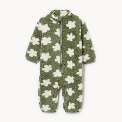 Baby Teddy Fleece Romper - Dusty Green