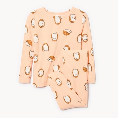 Ensemble pyjama imprimé de 2 pièces, bébé fille - Pêche
