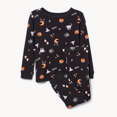 Baby Girls' 2-Piece Cotton Printed Sleep Set - Black