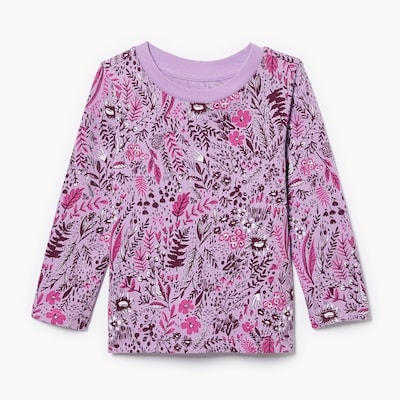 Joe Fresh Haut imprimé à manches longues côtelé, bébé fille 1 ea, 8,00 $/1ch