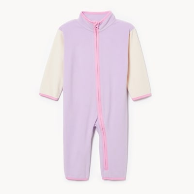 Barboteuse en molleton unie pour bébé - Lilas
