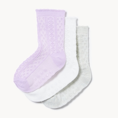 Ens. 3 paires de chaussettes tube texturées, bébés - Pourpre
