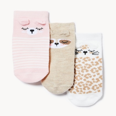Baby Girls' 3-Pack Low-Cut Socks - Oatmeal
