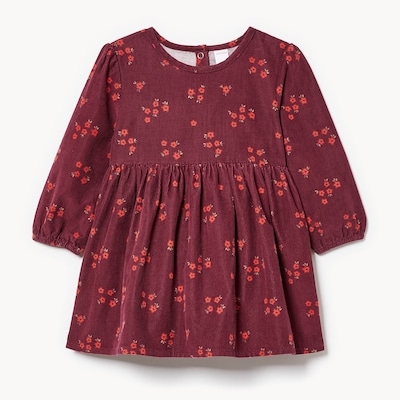 Baby Girls' Corduroy Long Sleeve Dress - Dark Red