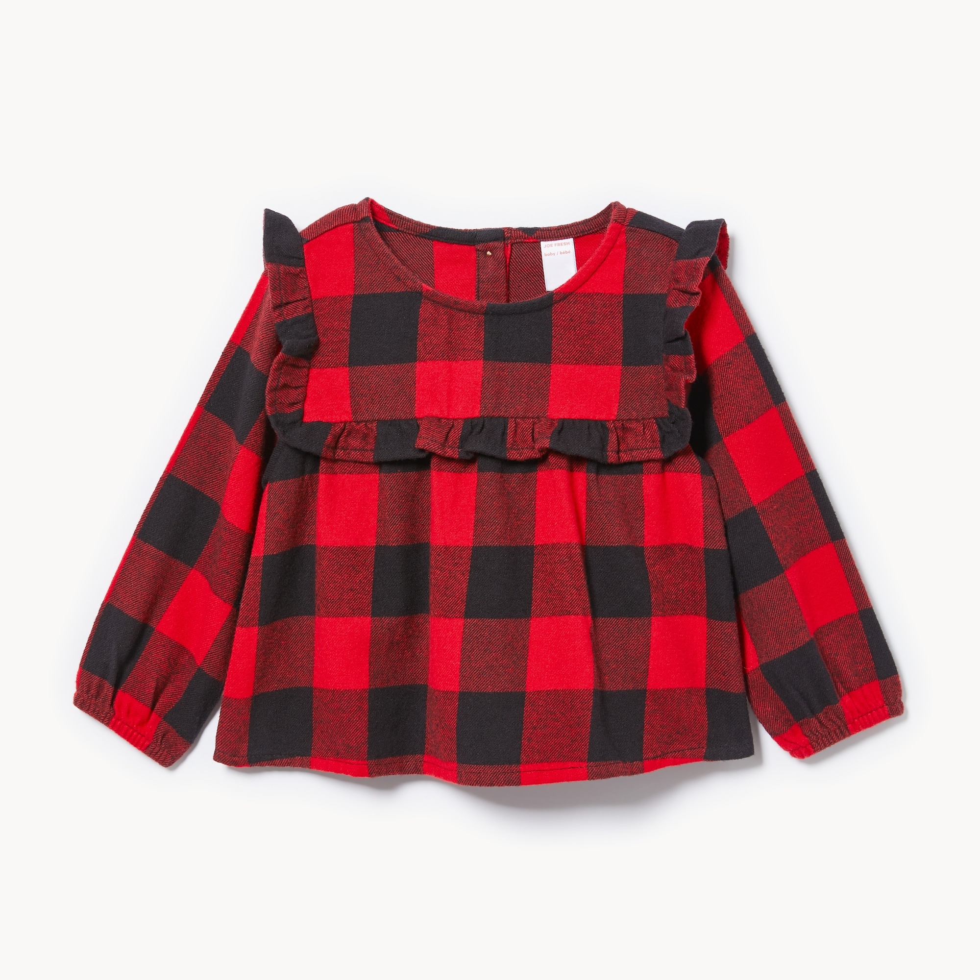 Toddler Girls' Buffalo Plaid Flannel Top in Cherry Red from Joe Fresh