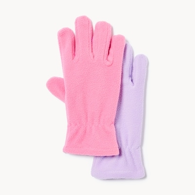 Kid Girls' 2-Pack Fleece Gloves - Bright Pink