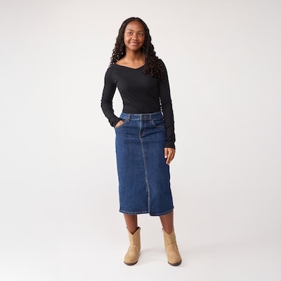 Tween Girls' Raglan Long Sleeve Top - JF Black