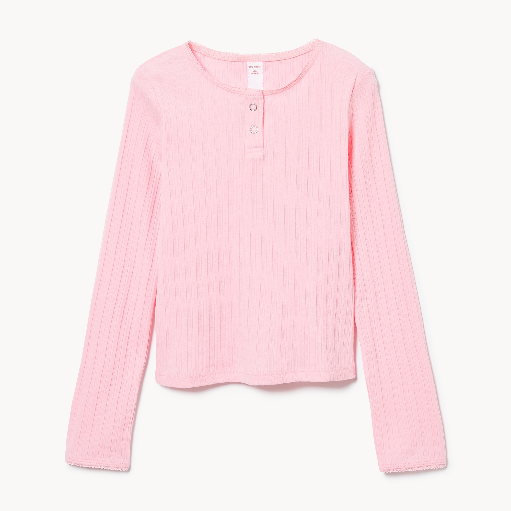 Kid Girls' Pointelle Long Sleeve Top in Light Pink from Joe Fresh