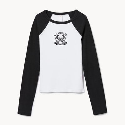 Kid Girls' Raglan Long Sleeve Top - JF Black