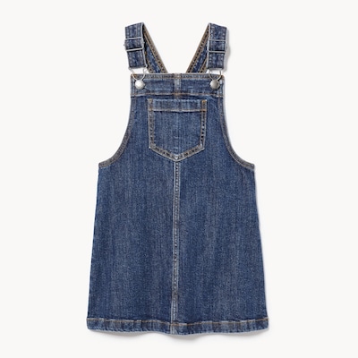 Robe chasuble en denim pour filles - Marine