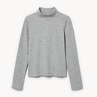 Kid Girls' Mock Neck Long Sleeve Top - Light Grey Mix