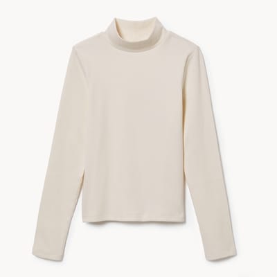 Kid Girls' Mock Neck Long Sleeve Top - Off White