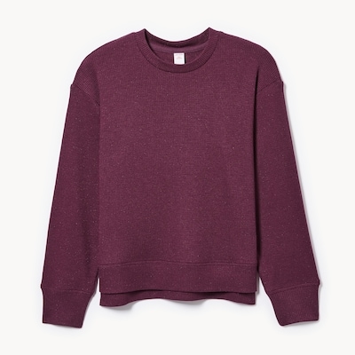 Kid Girls' Crew Neck Waffle Sweatshirt - Dark Purple