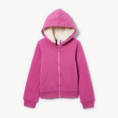 Kid Girls' Teddy Fleece-Lined Hoodie - Fuchsia
