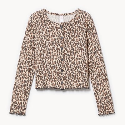 Tween Girls' Button Knit Long Sleeve - Light Sand