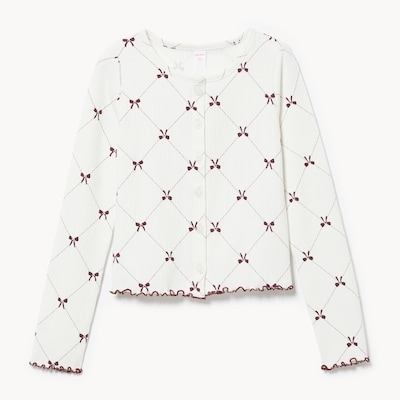 Tween Girls' Button Knit Long Sleeve - Off White
