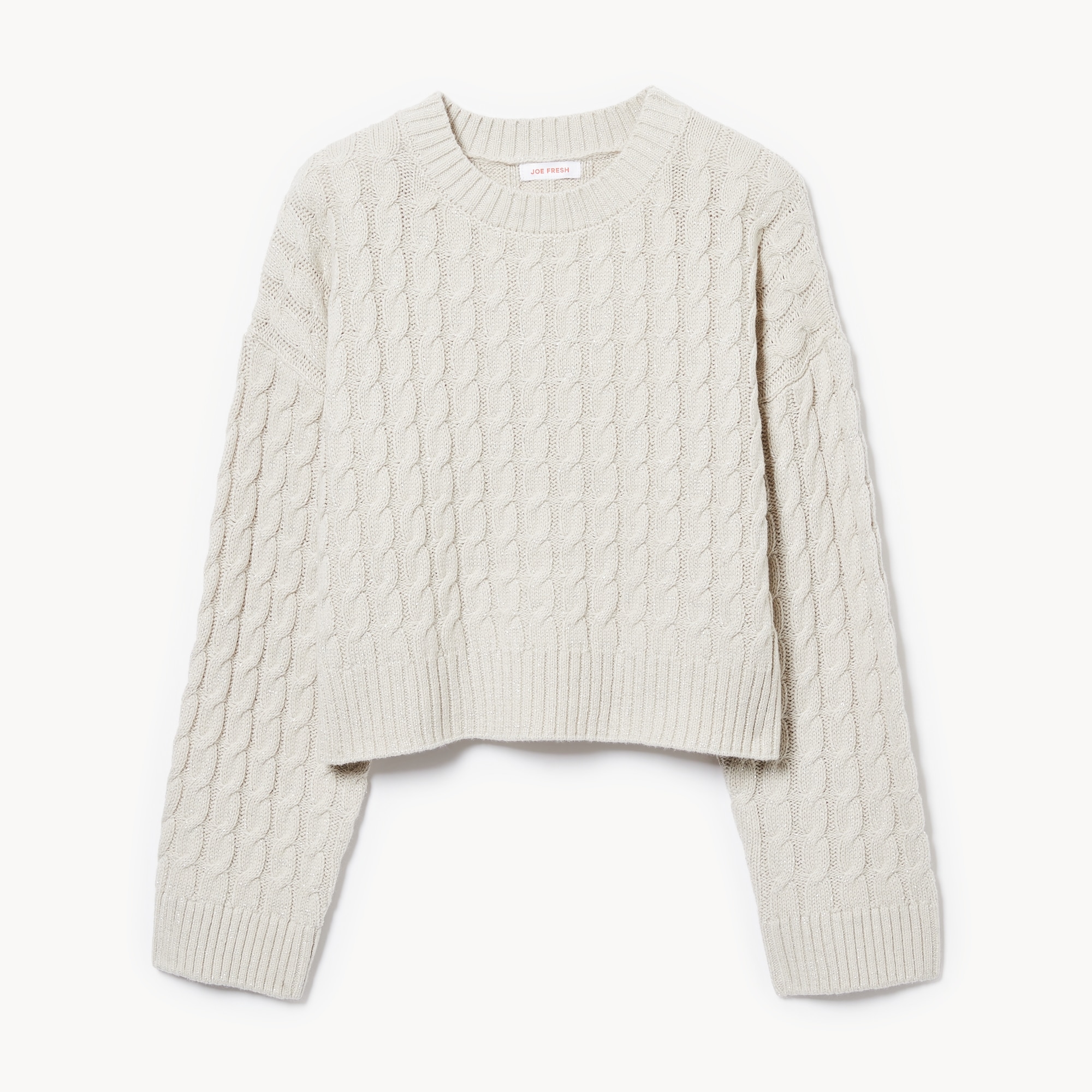 Tween Girls' Cable Knit Sweater in Pale Grey from Joe Fresh