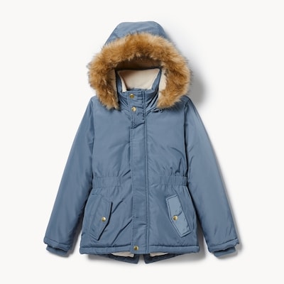 Kid Girls' Faux Fur Hooded Parka - Dusty Blue