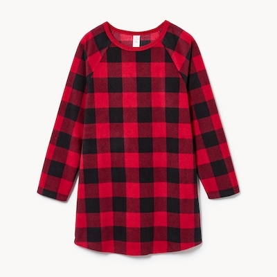 Chemise de nuit à carreaux en micromolleton - Rouge