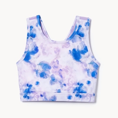 Kid Girls' Active Printed Longline Bra - Bright Purple