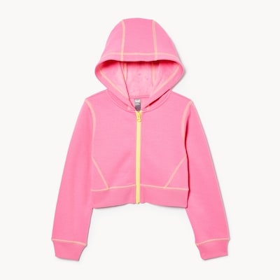 Chandail à capuchon en molleton sport pour filles - Rose Vif