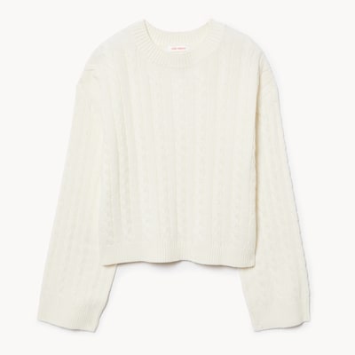 Chandail à mailles torsadées pour filles - Blanc Cassé