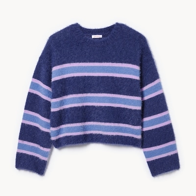 Chandail pelucheux à rayures pour filles - Indigo