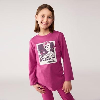 Haut imprimé à manches longues pour enfants - Fuchsia