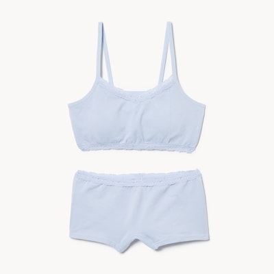 Kid Girls' 2-Piece Seamless Lace Bralette Set - Blue