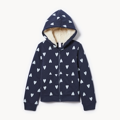 Kid Girls' Teddy Fleece-Lined Hoodie - Dark Navy